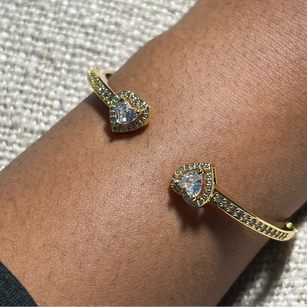 Gold Heart Bracelet with Crystal Accents